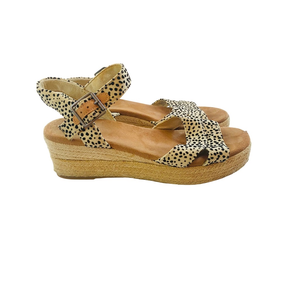 TOMS Monica Cheetah Print Espadrille Wedge Sandals Tan Black Women Size‎ 8